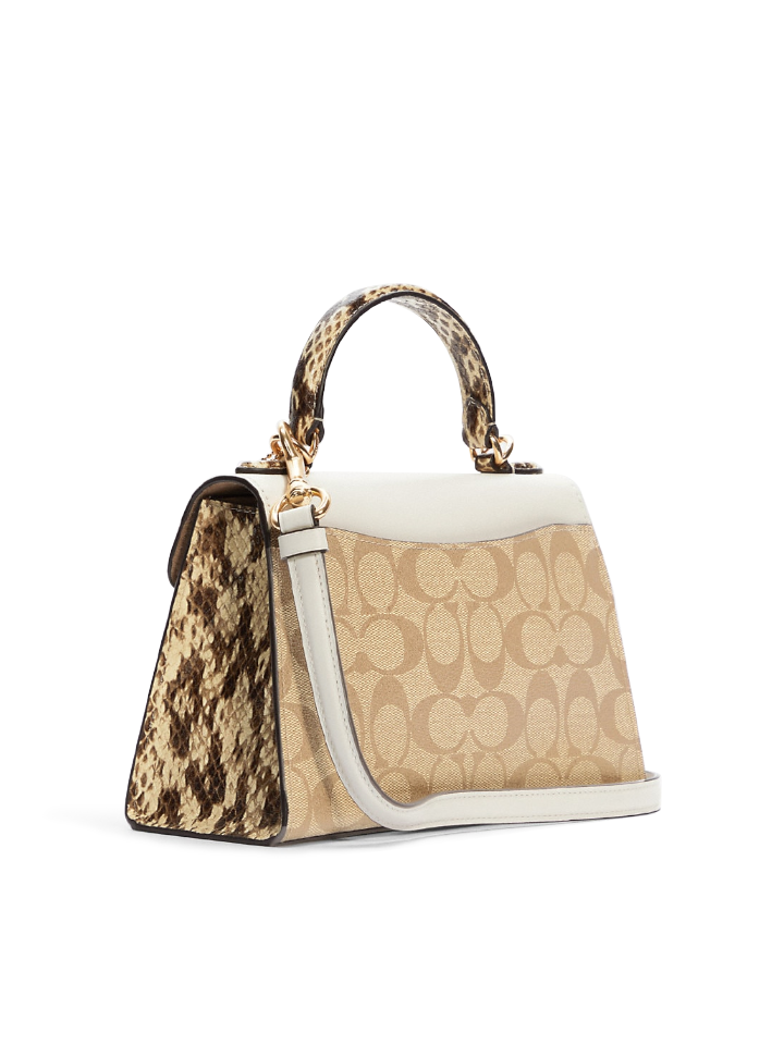 Coach Pepper Satchel In Signature Canvas Light Khaki Chalk Multi