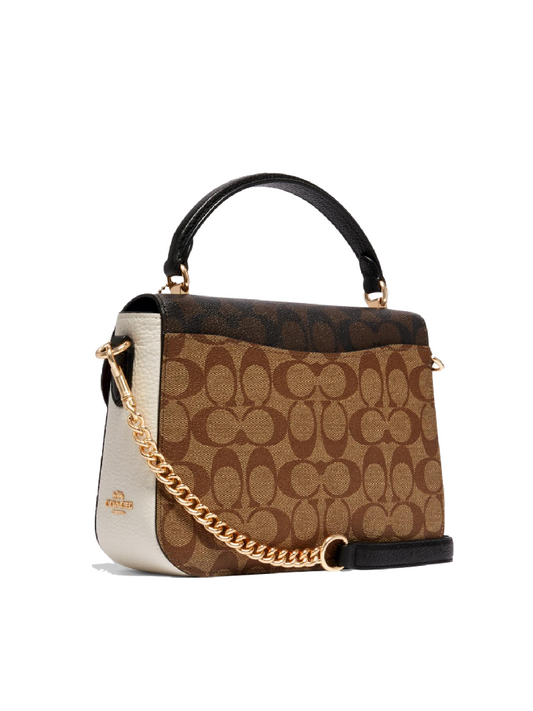 Coach C1563 Marlie Top Handle Satchel In Blocked Signature Canvas Brown Multi