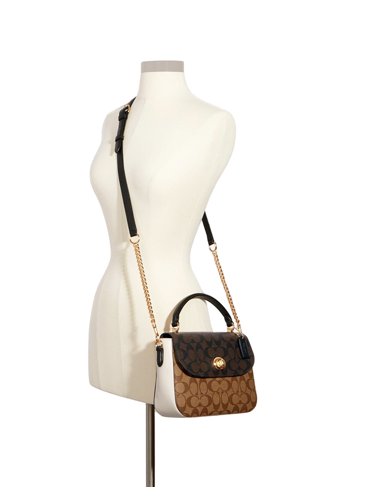 Coach C1563 Marlie Top Handle Satchel In Blocked Signature Canvas Brown Multi