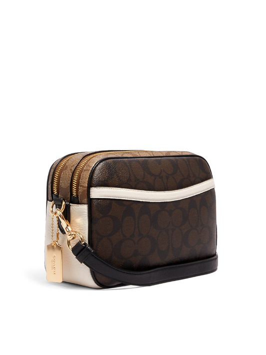 Coach C1767 Jes Crossbody In Blocked Signature Canvas Gold/Khaki Brown Multi