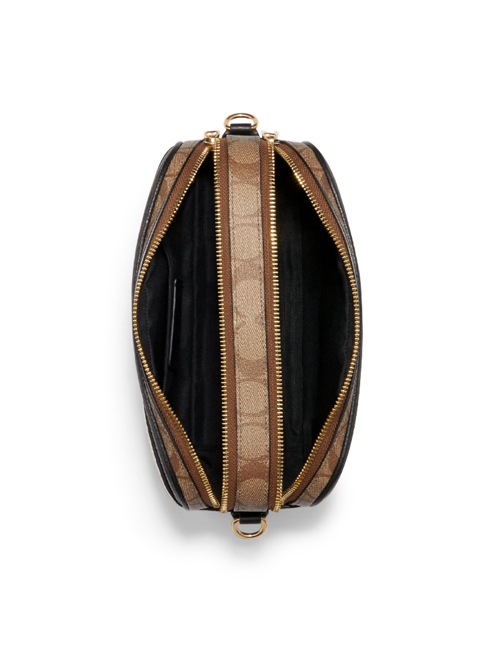 Coach C1767 Jes Crossbody In Blocked Signature Canvas Gold/Khaki Brown Multi