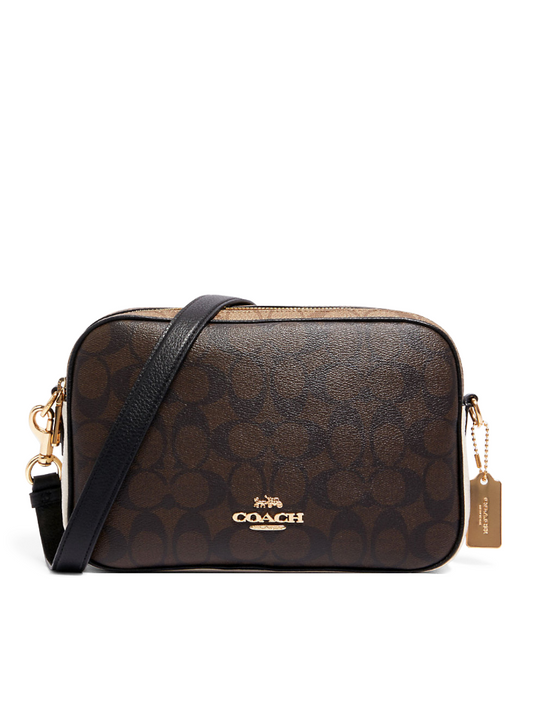 Coach C1767 Jes Crossbody In Blocked Signature Canvas Gold/Khaki Brown Multi