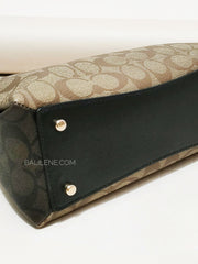 Coach Mini Lillie Carryall In Blocked Signature Canvas Khaki Brown Multi