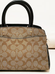 Coach Mini Lillie Carryall In Blocked Signature Canvas Khaki Brown Multi