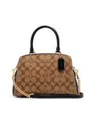 Coach Mini Lillie Carryall In Blocked Signature Canvas Khaki Brown Multi