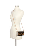Coach C1910 Signature Blocking Envelope Wallet Chain Khaki Brown Multi