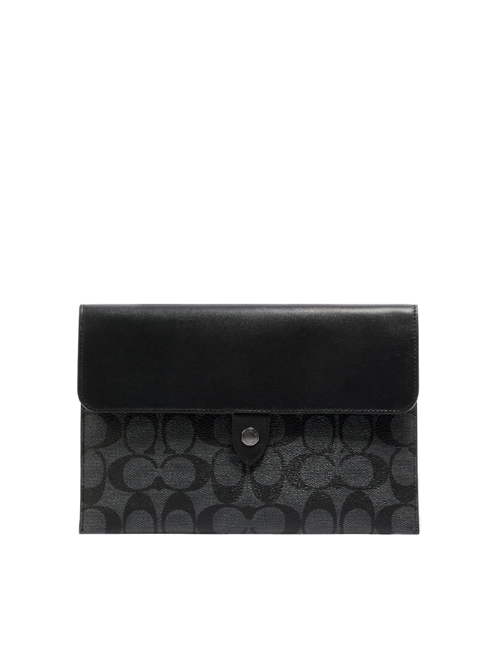    Coach-C2024-Mini-Tablet-Sleeve-In-Signature-Canvas-Gunmetal-Charcoal-Balilene-depan