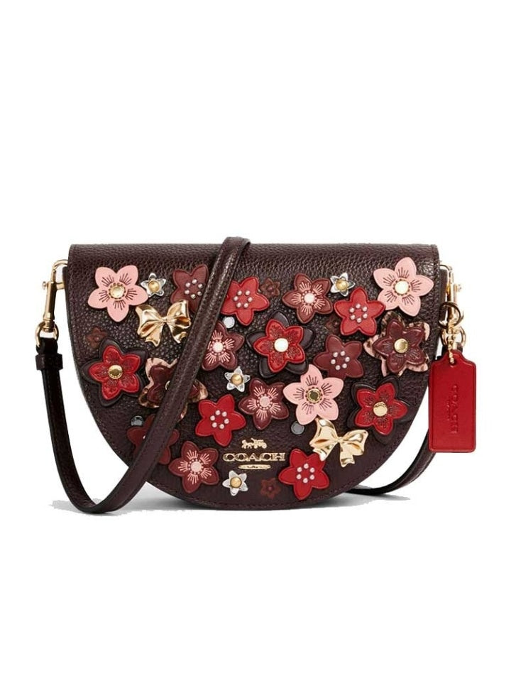 Coach C2176 Daisy Applique Ellen Crossbody Bag Oxblood Red Multi