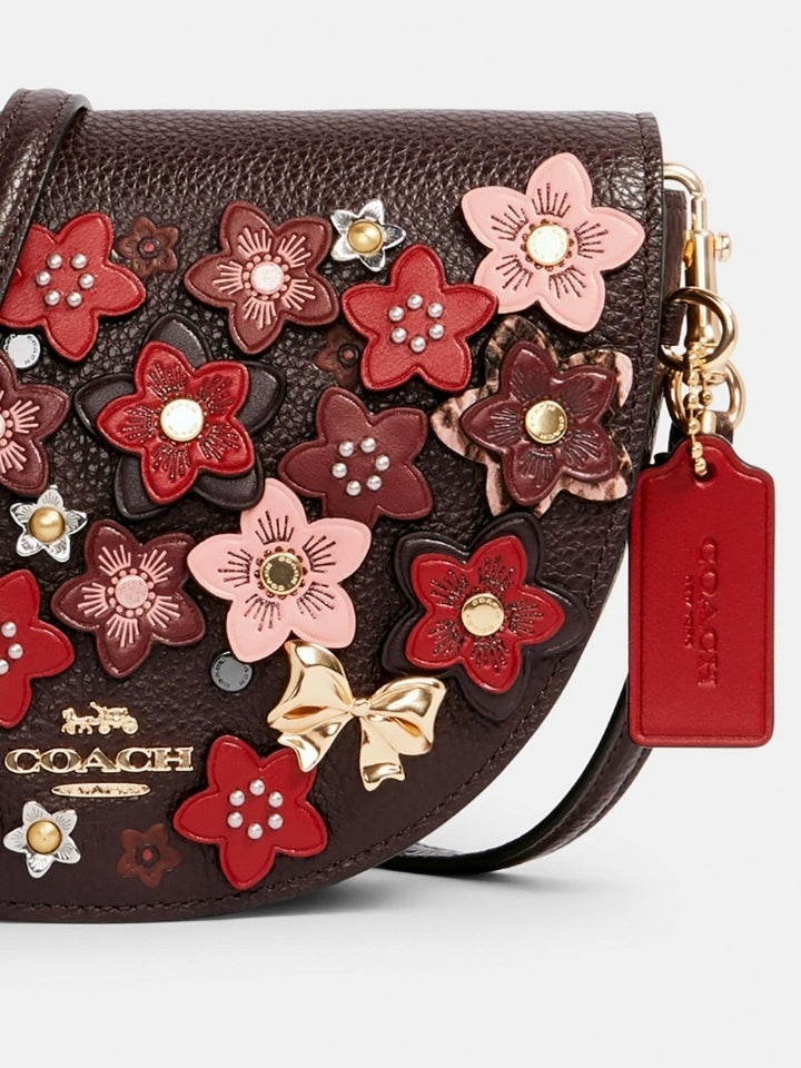 Coach C2176 Daisy Applique Ellen Crossbody Bag Oxblood Red Multi