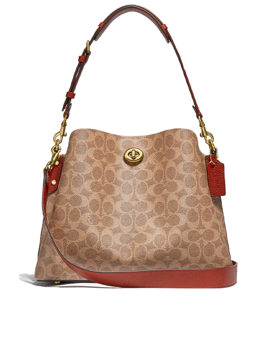 Coach C2745 Willow Shoulder Bag In Signature Canvas Tan Rust