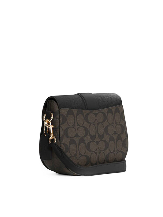 Coach C2806 Georgie Saddle Bag In Colorblok Signature Brown Black