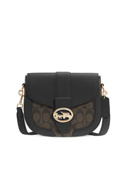 Coach C2806 Georgie Saddle Bag In Colorblok Signature Brown Black