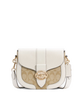 Coach C2806 Georgie Saddle Bag In Colorblok Signature Light Khaki Chalk