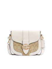 Coach C2806 Georgie Saddle Bag In Colorblok Signature Light Khaki Chalk