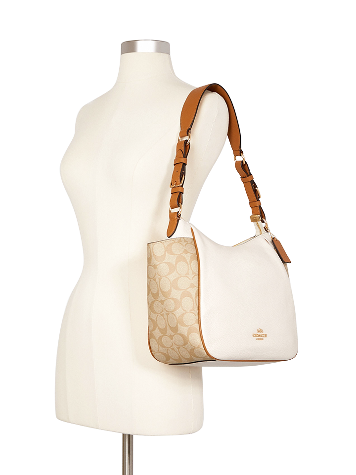 Coach C2855 Rori Shoulder Bag In Colorblock Signature Canvas Light Khaki