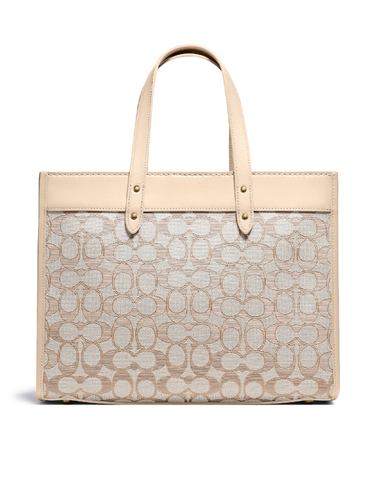 Coach-C3282-Field-Tote-30-In-Signature-Jacquard-Brass-Stone-Ivory-Balilene-belakang