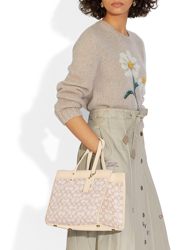 Coach Field Tote 30 In Signature Jacquard Brass Stone Ivory