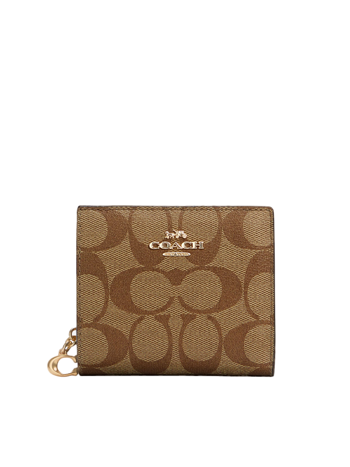Coach C3309 Snap Wallet In Signature Canvas Redwood