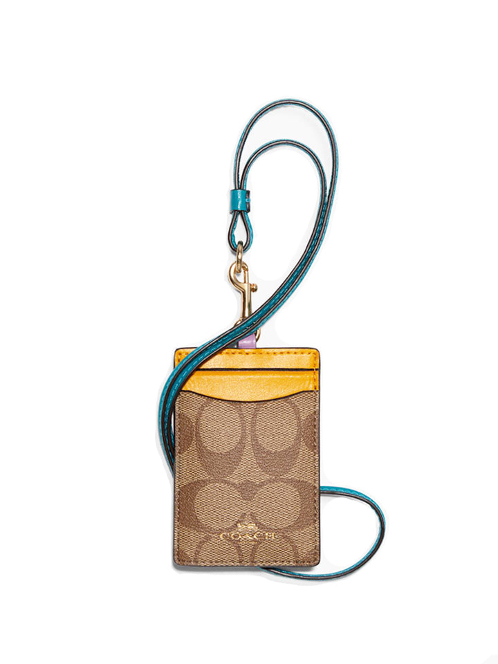 Coach C3348 Lanyard Signature Colorblok Brown Multi