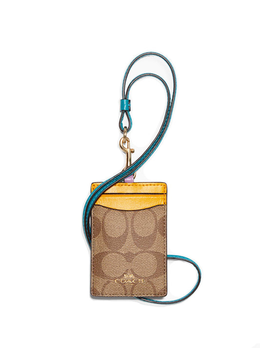Coach C3348 Lanyard Signature Colorblok Brown Multi