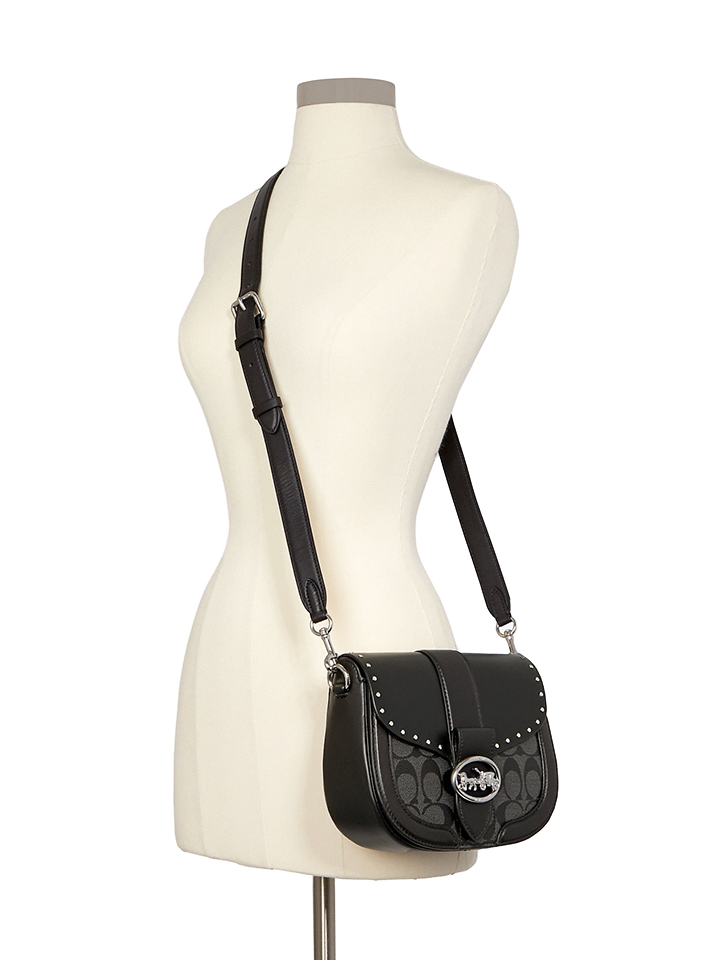 Georgie saddle bag in colorblock signature canvas with rivets hotsell