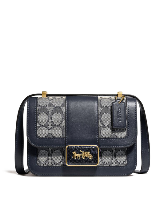Coach-C3760-Alie-Shoulder-Bag-18-In-Signature-Jacquard-With-Snakeskin-Detail-Navy-Balilene-depan