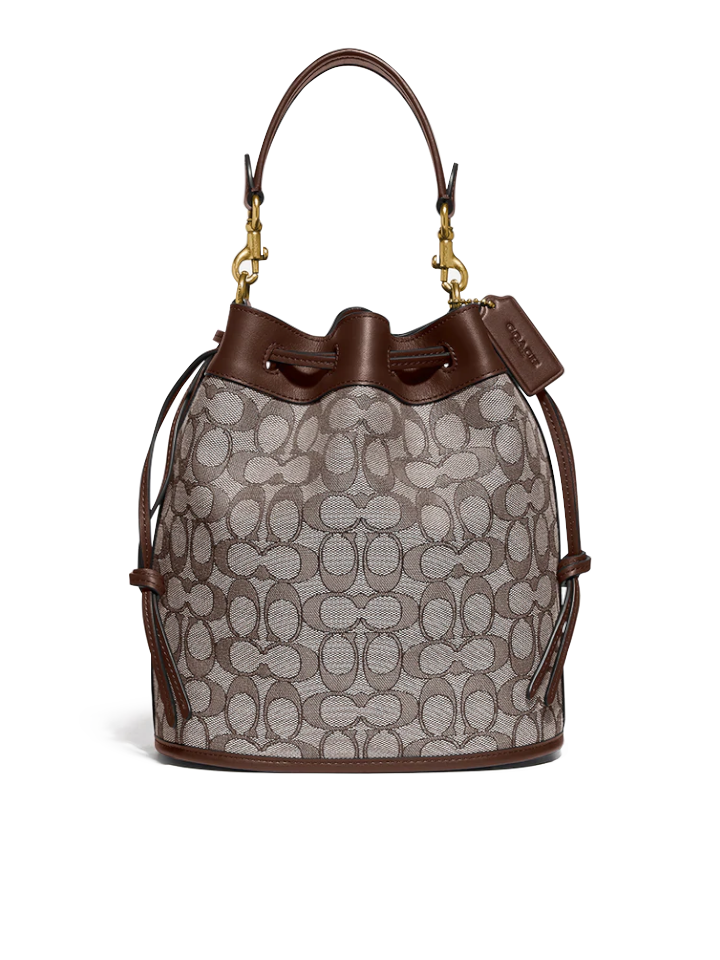 Coach Field Bucket Bag In Signature Jacquard Oak Maple