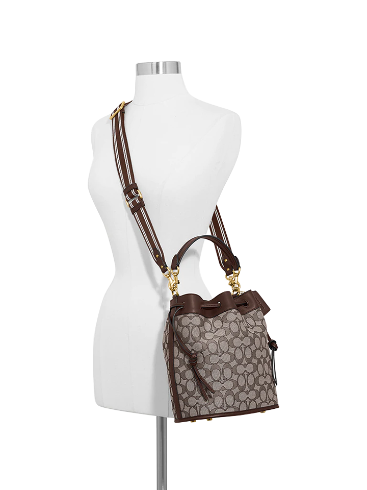 Coach Field Bucket Bag In Signature Jacquard Oak Maple