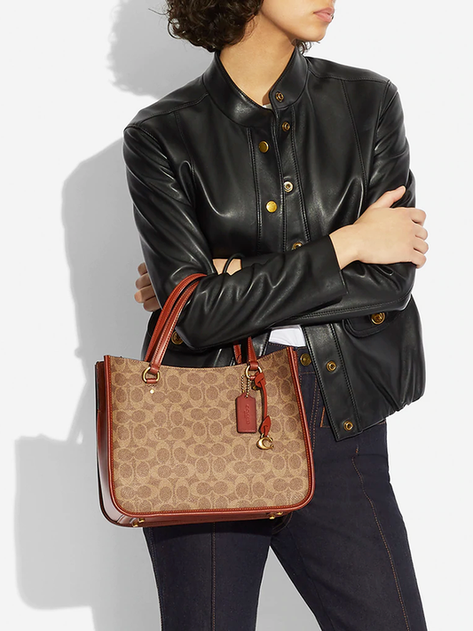 Coach-C3889-Tyler-Carryall-28-In-Signature-Canvas-Tan-Rust-Balilene-onmodel