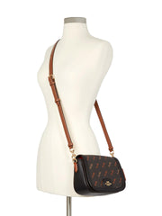 Coach C4059 Saddle Bag With Horse And Carriage Dot Print Black