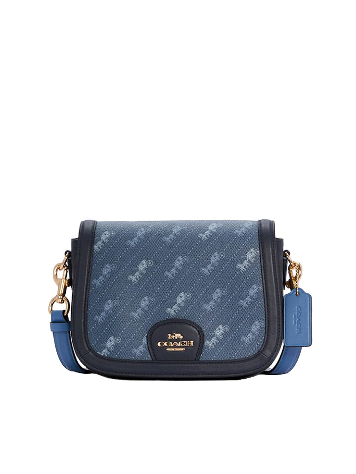 Coach C4059 Saddle Bag With Horse And Carriage Dot Print Denim – Balilene