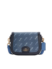 Coach C4059 Saddle Bag With Horse And Carriage Dot Print Denim