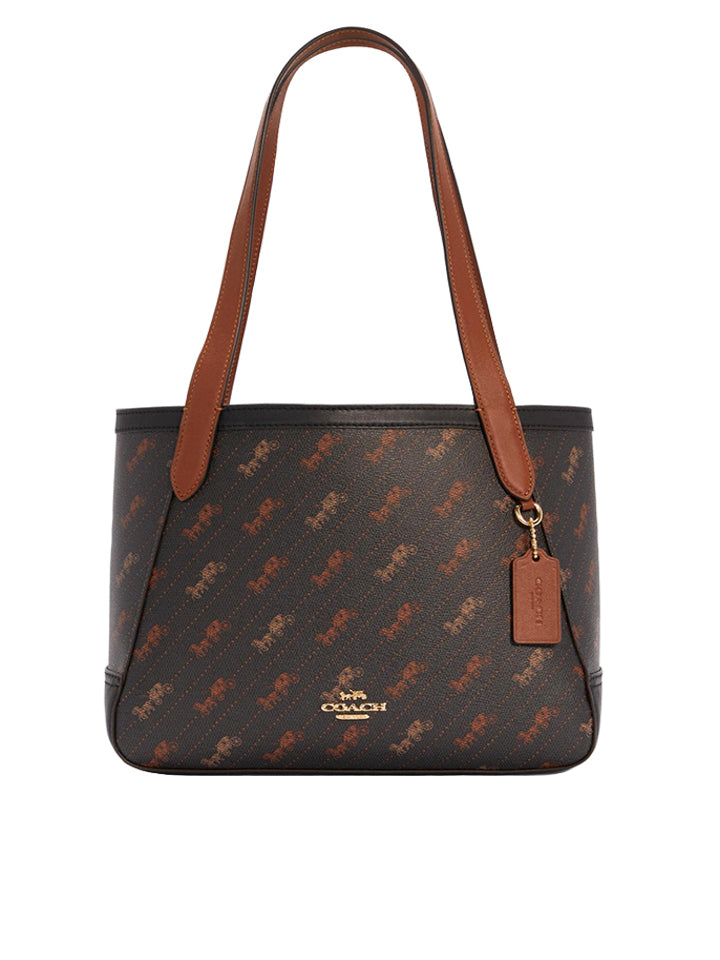 Coach C4060 Horse And Carriage Tote 27 With Horse And Carriage Dot Print Black