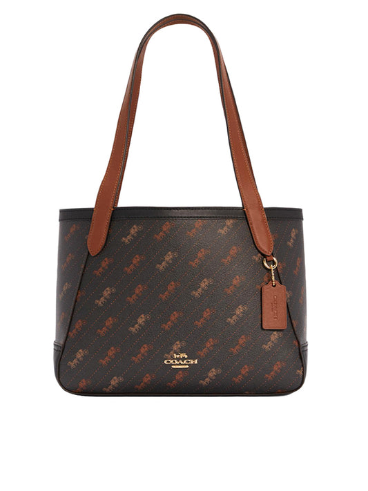 Coach C4060 Horse And Carriage Tote 27 With Horse And Carriage Dot Print Black