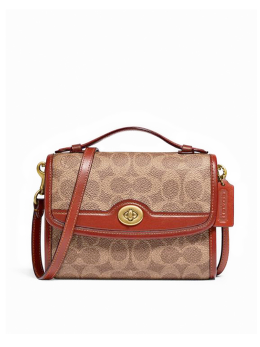 Coach-C4204-Kip-Turnlock-Crossbody-In-Signature-Canvas-Tan-Rust-depan