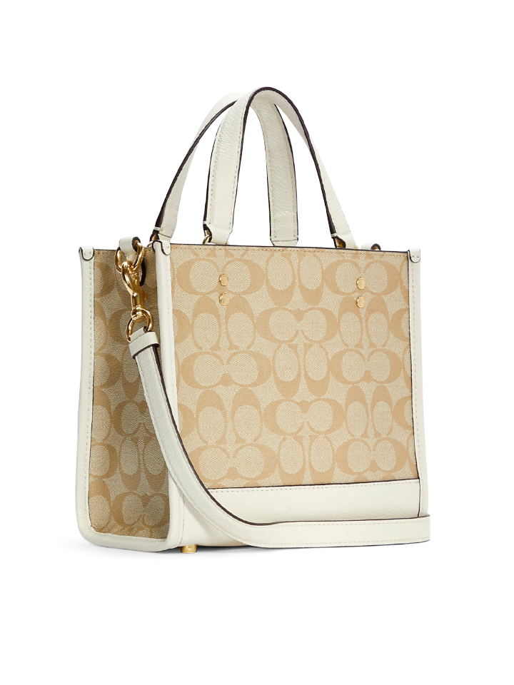 Coach C5122 Dempsey Tote 22 In Signature Canvas Light Khaki Chalk