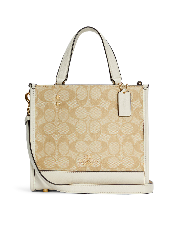 Coach C5122 Dempsey Tote 22 In Signature Canvas Light Khaki Chalk