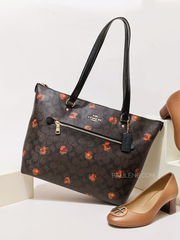 Coach C5803 Gallery Tote In Signature Canvas With Pop Floral Print Brown Black Multi