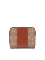 Coach Billfold Wallet In Colorblock Signature Canvas Tan Rust