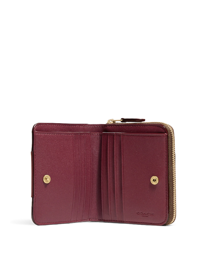 Coach Billfold Wallet In Colorblock Signature Canvas Tan Rust