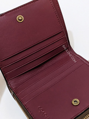 Coach Billfold Wallet In Colorblock Signature Canvas Tan Rust