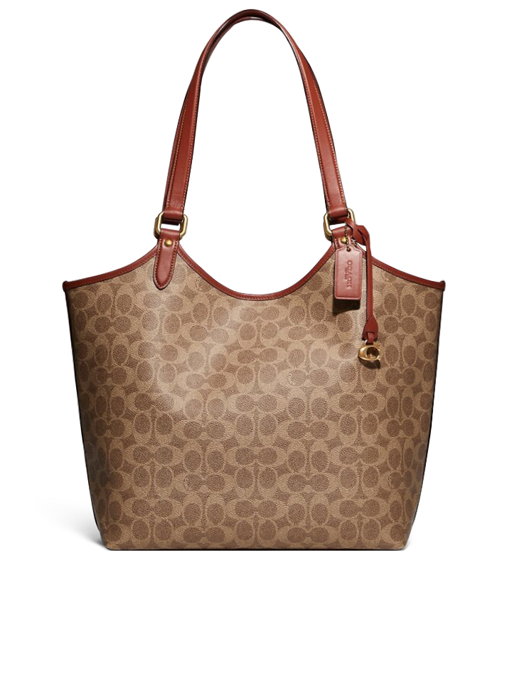 Coach Day Tote In Signature Canvas Tan Rust