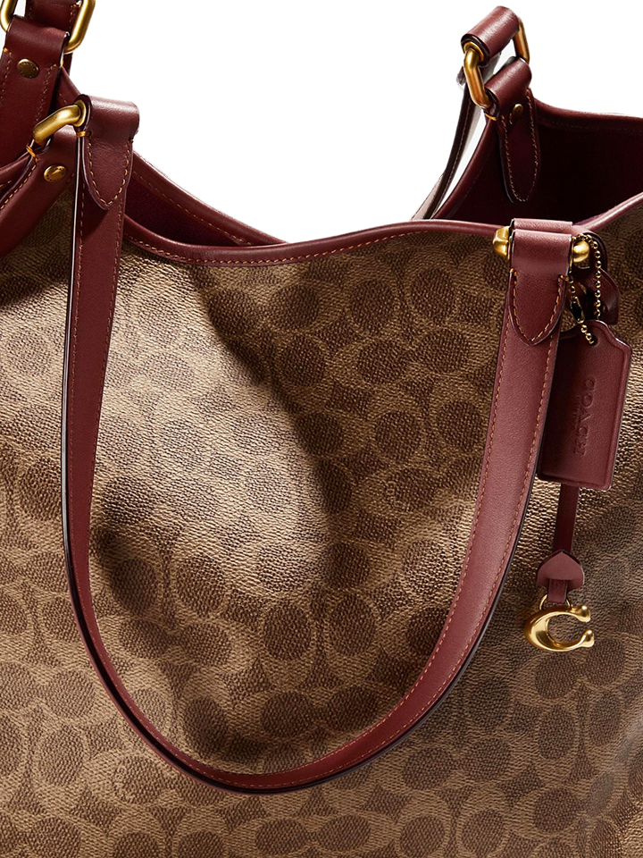 Coach Day Tote In Signature Canvas Tan Rust