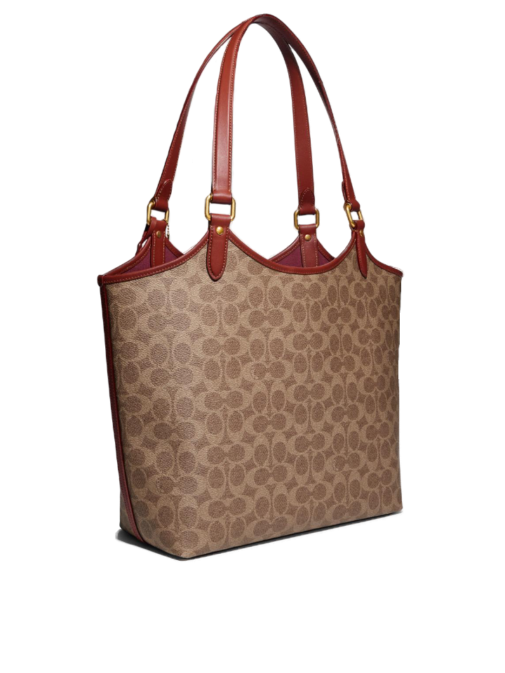 Coach Day Tote In Signature Canvas Tan Rust