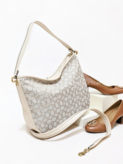 Coach Soft Tabby Hobo In Signature Jacquard Stone Ivory