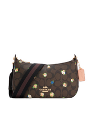 Coach C6823 Jes Baguette In Signature Canvas With Vintage Mini Rose Print Brown Black Multi