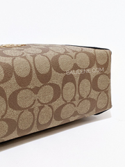 Coach Kacey Satchel In Blocked Signature Canvas Khaki Brown Multi