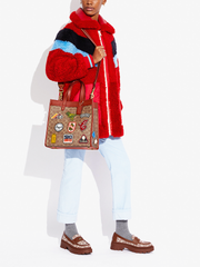 Coach Field Tote In Signature Canvas With Patches Tan Rust