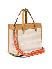 Coach C6852 Field Tote 22 With Colorblock Quilting and Coach Badge Ivory Multi