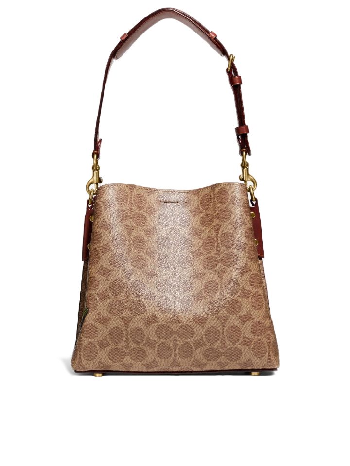 Coach C6868 Willow Bucket Bag In Signature Canvas With Patches Tan Rust